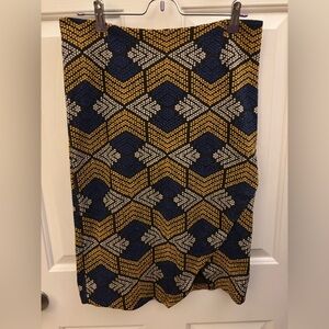 Maeve Blue, Yellow, White Geometric Pencil Skirt